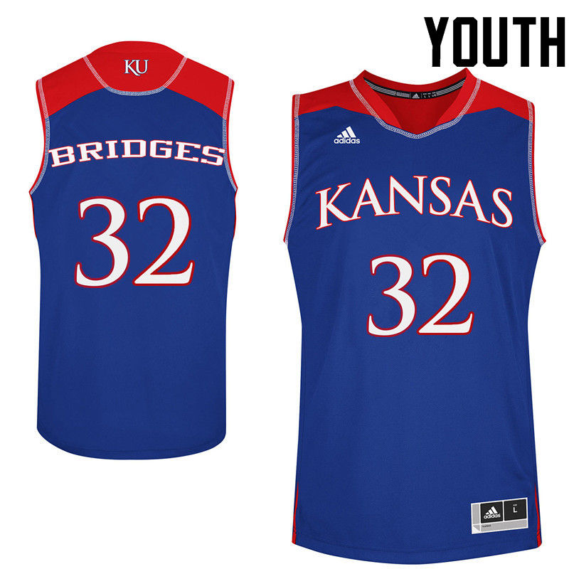 Youth Kansas Jayhawks #32 Bill Bridges College Basketball Jerseys-Royals